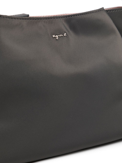 Agnès B. Logo-plaque Satin Shoulder Bag In Grey