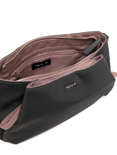 Agnès B. Logo-plaque Satin Shoulder Bag In Grey