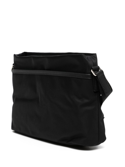 Shop Agnès B. Zipped Leather-trim Crossbody Bag In Black