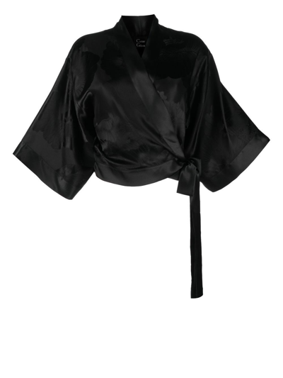 Shop Carine Gilson Silk Jacquard-pattern Blouse In Black