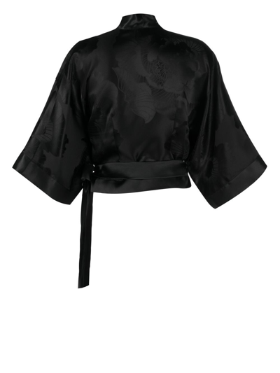 Shop Carine Gilson Silk Jacquard-pattern Blouse In Black
