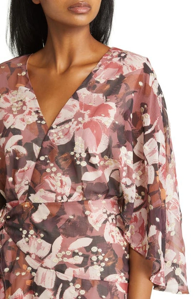 Shop Btfl-life Ischia Floral Print Wrap Minidress In Brown