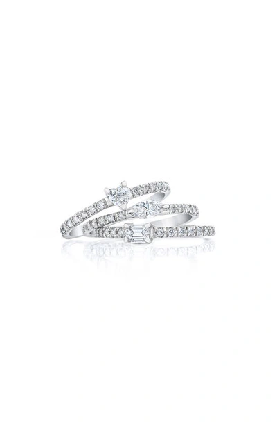Shop Mindi Mond Set Of 3 Fancy Cut Diamond Stacking Rings In 18k Wg