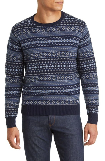 Peter Millar Bellows Fair Isle Wool Blend Sweater In Navy | ModeSens