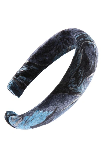 Shop L Erickson L. Erickson Padded Headband In Ocean Velvet