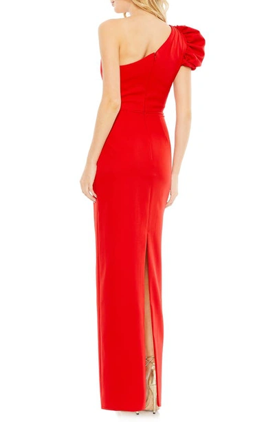 Shop Mac Duggal One-shoulder Column Gown In Red