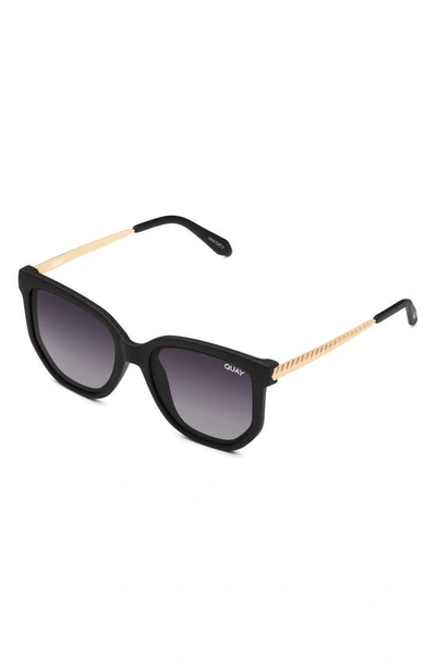 Shop Quay Coffee Run 51mm Polarized Gradient Cat Eye Sunglasses In Black/ Smoke Polarized
