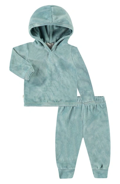 Shop Paigelauren Velour Hoodie & Joggers Set In Marble Sage