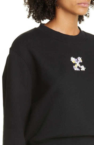 Shop Off-white Embellished Mini Floral Arrow Sweatshirt In Black Mult
