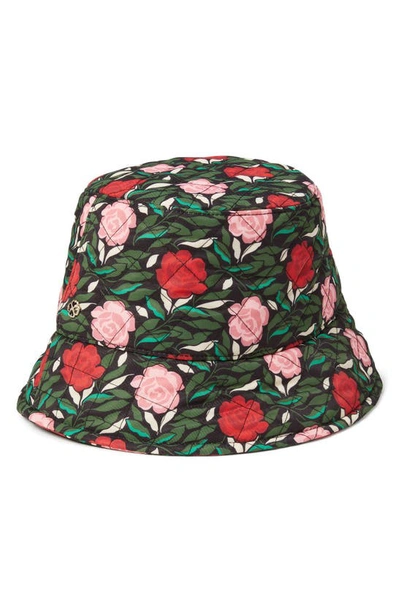 Shop Kate Spade Rose Garden Print Bucket Hat In Black