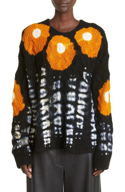 Shop Altuzarra Lagune Cashmere Cable Knit Sweater In Black/ Marmalade Shibori