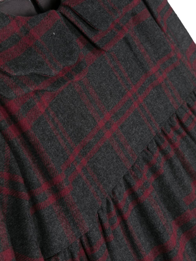 Douuod Check-print Long-sleeve Dress In Grey