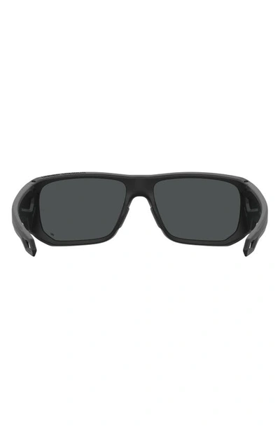 Shop Under Armour Attack 2 63mm Wrap Sunglasses In Matte Black/ Grey Oleophobic
