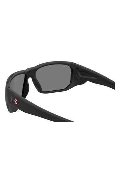 Shop Under Armour Attack 2 63mm Wrap Sunglasses In Black Multi/ Blue Oleophobic