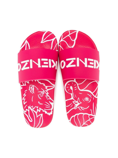 Shop Kenzo Logo-print Detail Pool Slides In Pink