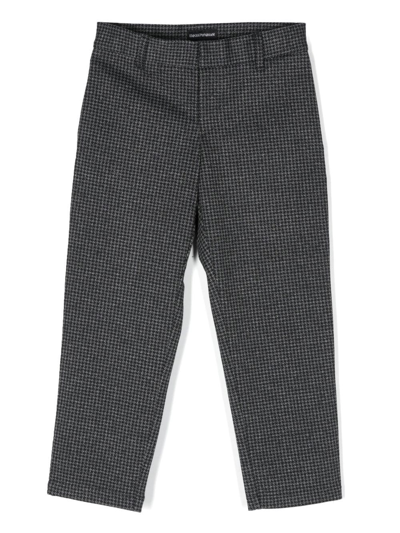 Emporio Armani Houndstooth-check Straight-leg Trousers In Grey