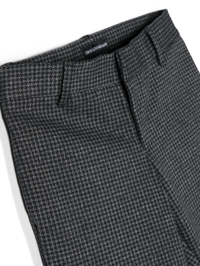 Emporio Armani Houndstooth-check Straight-leg Trousers In Grey