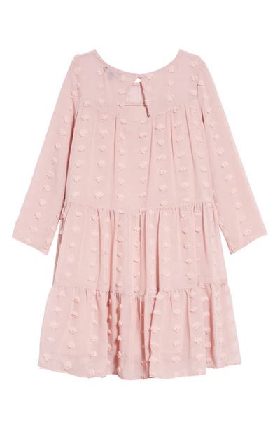 Shop Ava & Yelly Kids' Clip Dot Long Sleeve Shift Dress In Blush