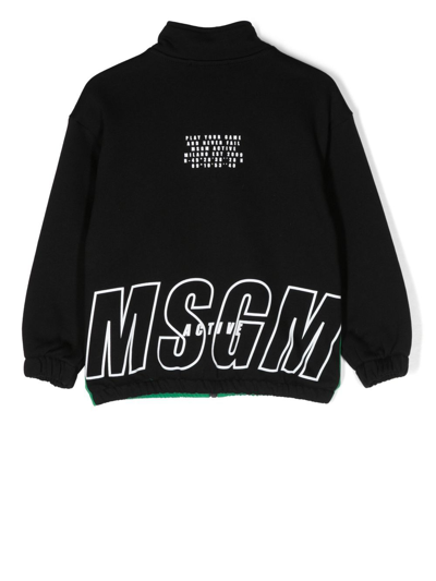 Msgm Colour-block Logo-print Jacket In Black