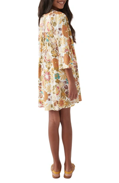 Shop O'neill Kids' Chancey Floral Bell Sleeve Dress In Multi Colored