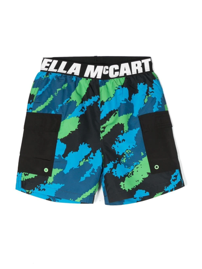 Shop Stella Mccartney Camouflage-print Swim Shorts In Black