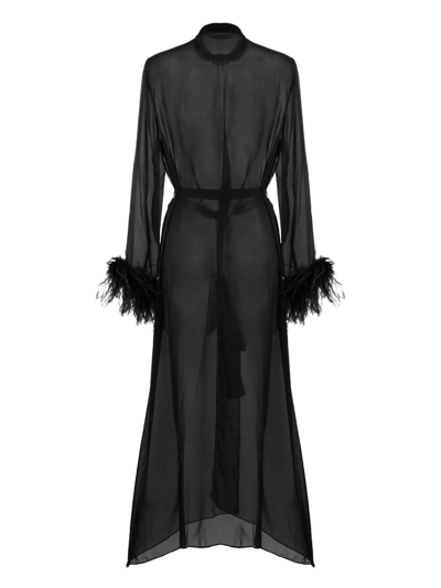 Oseree Plumage Sheer Robe In Black