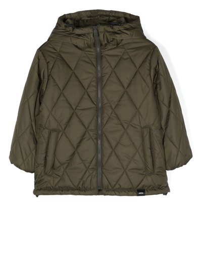 Shop Aspesi Diamond-quilt Hooded Jacket In Green