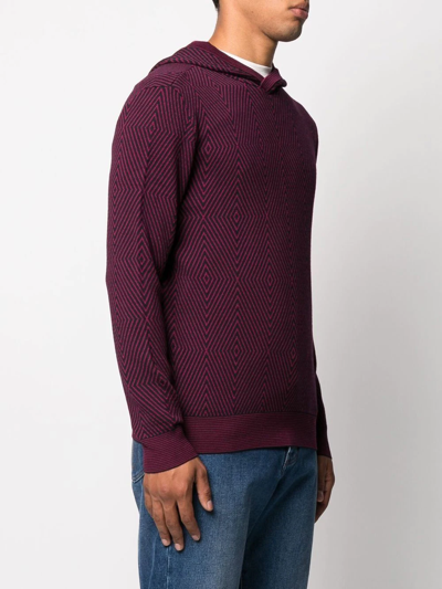 Shop Emporio Armani Geometric-pattern Hooded Jumper In Pink