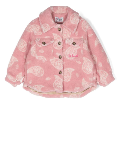 Shop Mc2 Saint Barth Paisley-print Faux-shearling Jacket In Pink