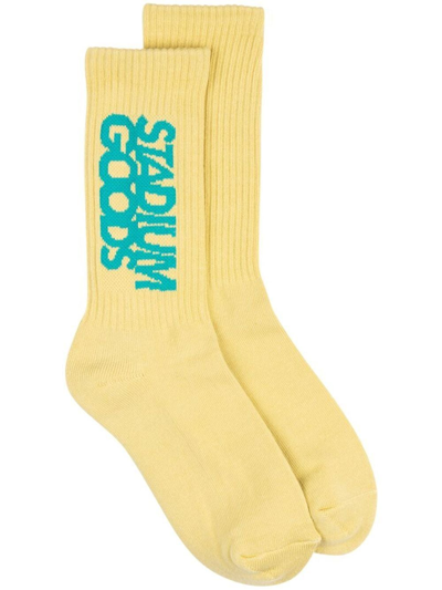 Shop Stadium Goods Ribbed Logo "desert" Socks In Yellow
