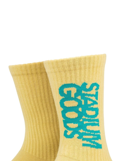 Shop Stadium Goods Ribbed Logo "desert" Socks In Yellow