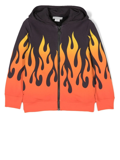 Shop Stella Mccartney Flame-print Zip-up Hoodie In Black