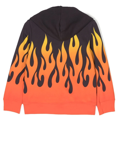 Shop Stella Mccartney Flame-print Zip-up Hoodie In Black