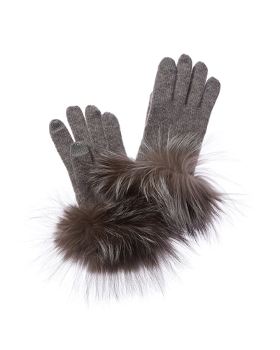 Shop Sofiacashmere Tech Cashmere Gloves In Grey