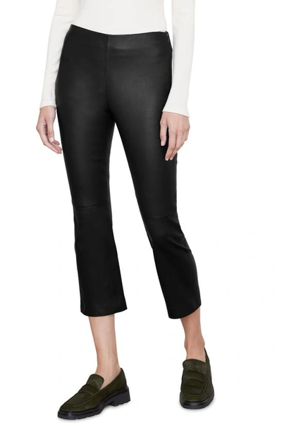 Shop Vince Crop Flare Leather Pants In Black