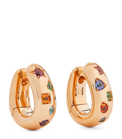 Shop Pomellato Rose Gold And Multicoloured Gemstone Iconica Earrings In Blue