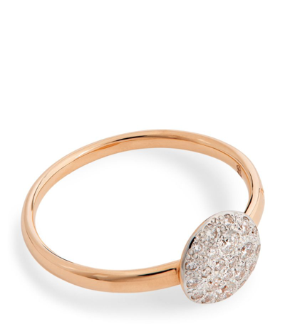 Shop Pomellato Rose Gold And Diamond Sabbia Ring In White