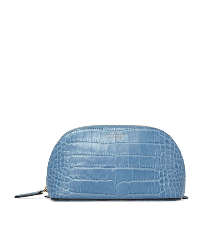 Shop Smythson Leather Mara Cosmetic Case In Blue