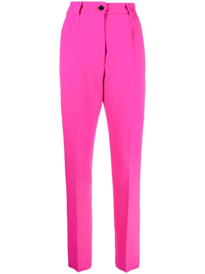 Shop Dolce & Gabbana High-waisted Trousers In Pink & Purple