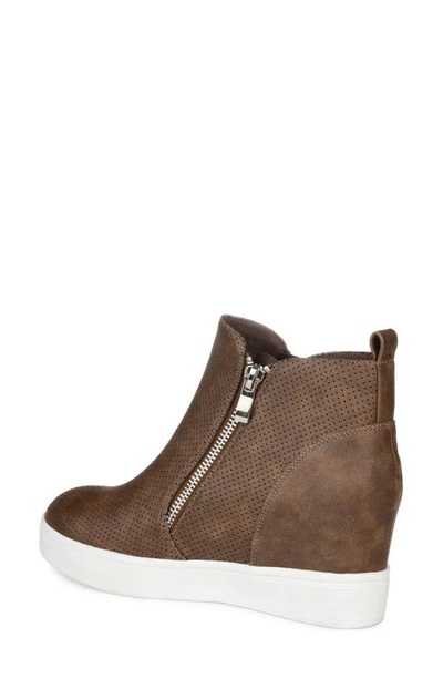 Shop Journee Collection Pennelope Wedge Sneaker In Brown
