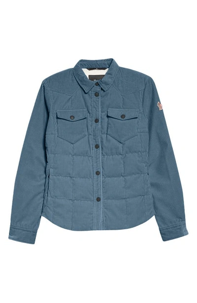 Shop Moncler Nangy Quilted Corduroy Down Shirt Jacket In Blue