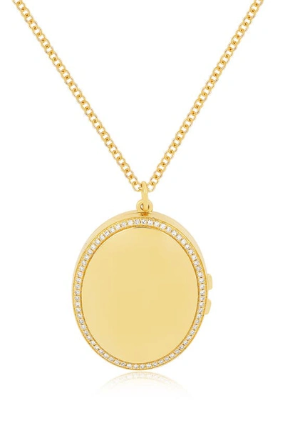 Shop Ef Collection Diamond Oval Locket Necklace In 14k Yellow Gold