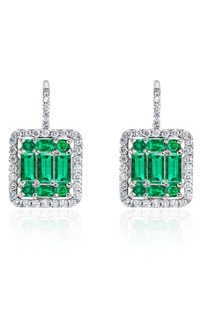 Shop Mindi Mond Clarity Emerald & Diamond Halo Earrings In 18k Wg