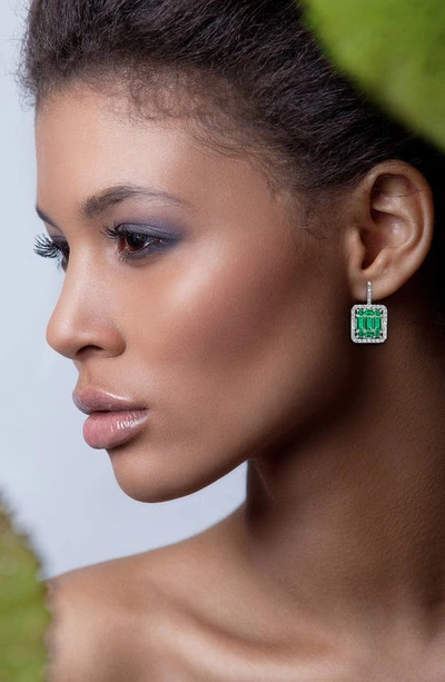 Shop Mindi Mond Clarity Emerald & Diamond Halo Earrings In 18k Wg
