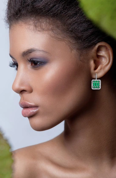 Mindi Mond Clarity Emerald & Diamond Halo Earrings In 18k Wg