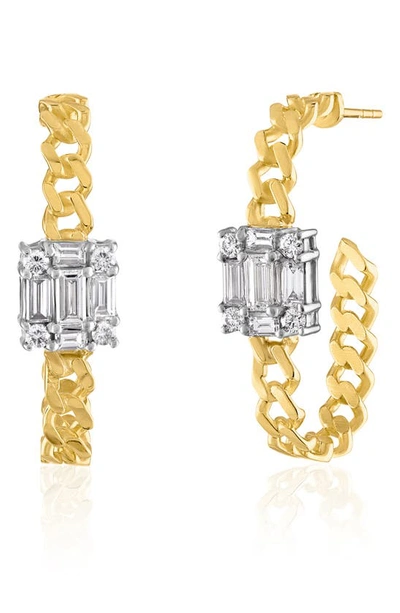 Shop Mindi Mond Clarity Diamond Oval Link Hoop Earrings In 18k Yg