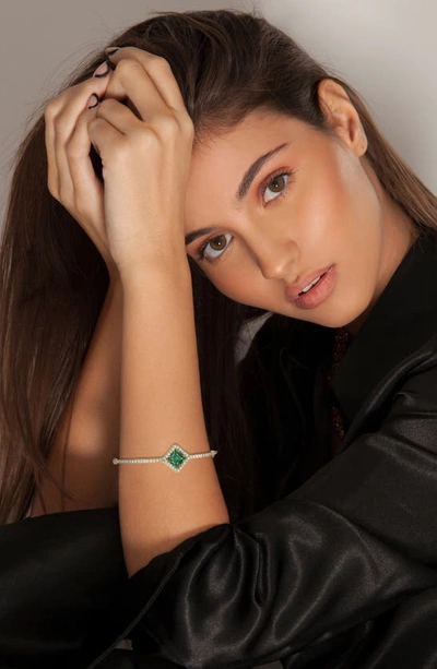 Shop Mindi Mond Clarity Cube Emerald & Diamond Hinge Bracelet In Dia/ 18k Yg