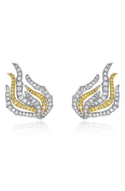Shop Mindi Mond Fire & Ice Diamond Drop Earrings In Dia/ 18k Yg