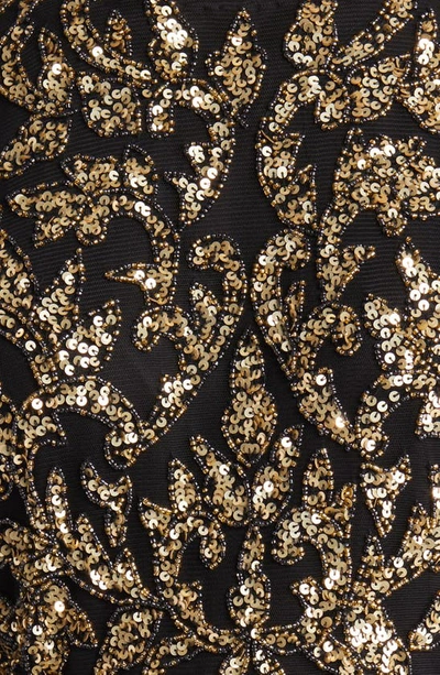 Shop Pisarro Nights Sequin Bodice Gown In Black/ Gold
