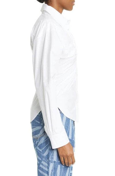 Shop Alexander Wang Twist Front Cotton Poplin Button-up Shirt In White